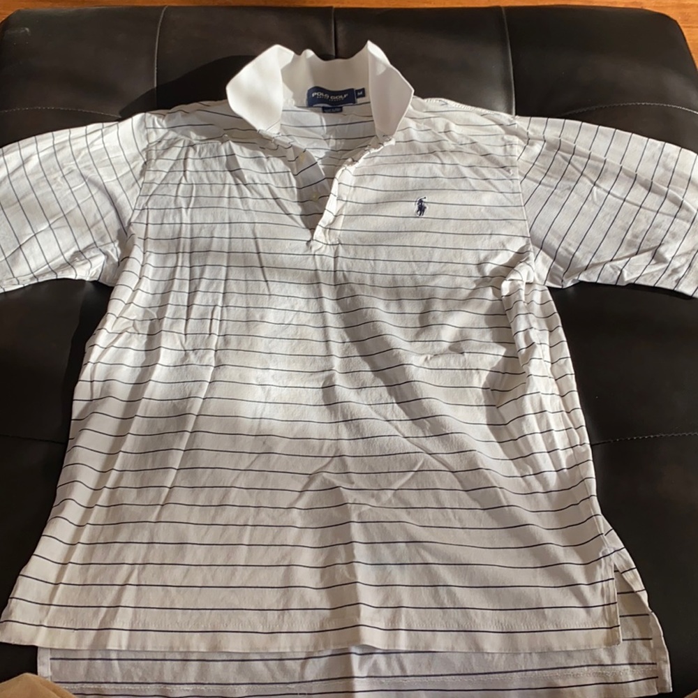 Polo Golf White/Navy Blue Striped Polo